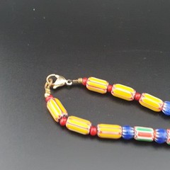 Vintage Venetian Style Multicolor Chevron Glass Beads Necklace 22In | 5.2–18.2mm