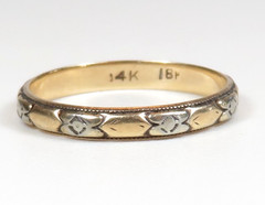 Antique Art Deco 14K 18K Yellow Gold Engraved Wedding Band Ring Size 5 UK-J1/2