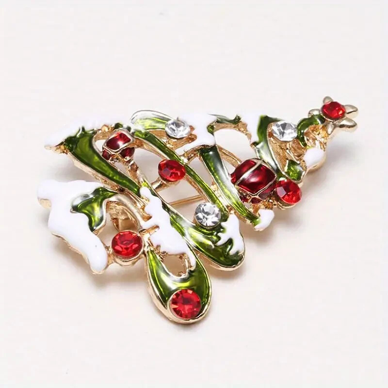 18K Golden Plated Christmas Tree Brooch Pin.