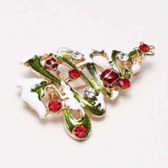 18K Golden Plated Christmas Tree Brooch Pin.