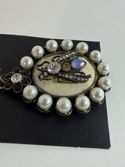 Vintage Pendant fly rhinestone faux pearls New