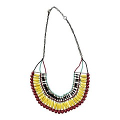 Vintage Tribal Statement Necklace Multicolor Beaded Bib Boho Ethnic Choker