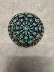 Sterling Silver Turquoise Cluster Pin Pendant by Navajo LMB Larry Moses Begay