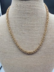 Vintage 22″ Gold Tone Textured Byzantine Link Necklace 22″ Box Clasp