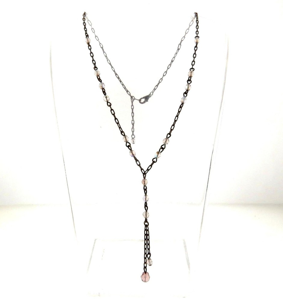 Crystal Aurora Borealis Glass Lariat Y Necklace Chain
