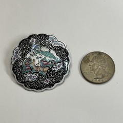 Antique 1900s Persian Middle Eastern Enamel Painted Pin Brooch Peacock Deer