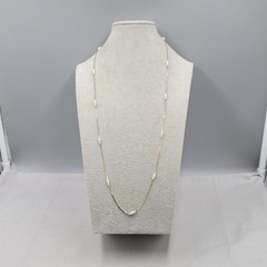 Vintage Cobra Station Chain White Bead Necklace Gold tone 28″