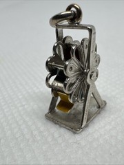 Vintage STERLING SILVER Ferris Wheel CHARM Moving Parts It Spins articulating A2