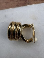 GIVENCHY Paris NY Gold Tone Half Hoop Stud Clip On Earrings 21 mm