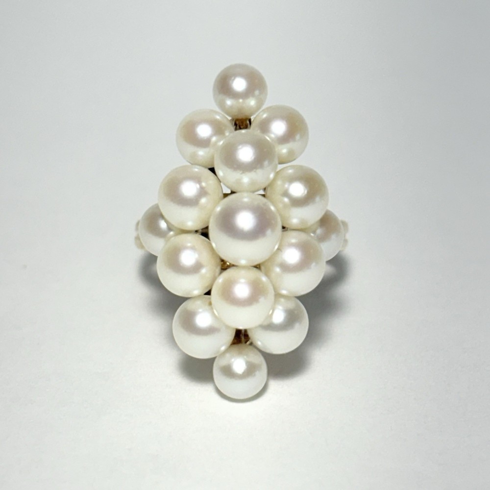 Ming’s Honolulu 14K Yellow Gold 4–5mm Akoya Pearl Cluster Size 5 Ring 4.7g