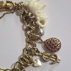 Vtg Monet Gold-tone 15 multi-color Dangling Charms