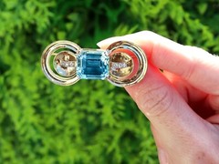 Art Deco 9.10Ct Aquamarine and 0.24Ct Diamond 15k Yellow Gold Brooch Circa 1925