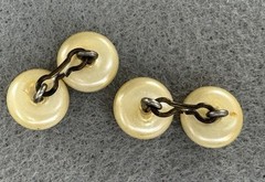 Antique Art Deco Celluloid Chain Link Cufflinks Ivory Pearl Button Style 1920s