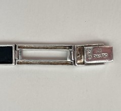 Vintage Black Onyx Link Bracelet in Sterling Silver 925 SU Thailand 22g 7”