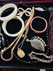 Vintage Estate Lot Of 13 Pieces Of Costume Jewelry Bohemian Glass