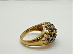 Vintage PAJ 925 Sterling Silver Gold Vermeil Sapphire Dome Cocktail Ring Sz 8.75