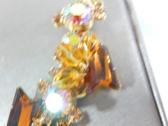 JULIANA D&E 5 LINK BRACELET RARE ARROW SHAPE RHINESTONE POURED GLASS DANGLES
