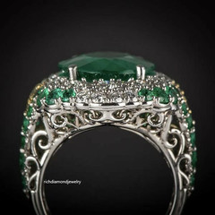 Lab Created 18.90ct Brazilian Oval Emerald & 0.45ct Cubic Zirconia Women Ring