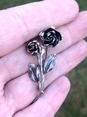 Vintage Teka Signed Rose Flower Theodore Klotz Brooch 835 Silver Germany