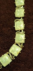 Vintage Coro Pegasus Opal Confetti Thermoset Lucite Cabochon Gold Tone Bracelet