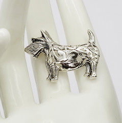Scottie Dog Scottish Terrier Jezlaine Sterling 925 Filigree Metal Vtg Brooch Pin