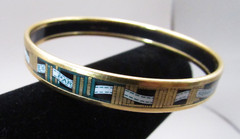 Vintage Hermes Paris Gold Enamel Bangle Bracelet with Box – Size 66 (KB-14)