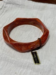 Vintage Lucite Resin Acrylic Bangle Bracelet Barnelli Creations NWT Red Marbled
