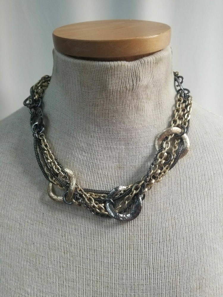 VCLM Necklace Two Tone Link and Braid Necklace