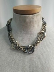 VCLM Necklace Two Tone Link and Braid Necklace