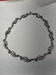 Vintage Danecraft Art Deco Chain Necklace 15 1/2 In Sterling Silver
