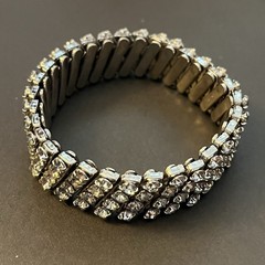 Vintage 1950’s Rhinestone Stretch Expandable Bracelet Prong Set Made in Japan