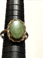 VTG Beauty ANTIQUE 10 kt. Gold Filled Green Jade Ring sz.8 Art Deco