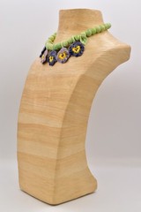 Flying Colors Vintage Pansy Flower Necklace Ceramic Beaded Floral Collar Choker