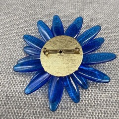 Vintage Lucite Brooch Blue Acrylic Flower Cluster Beads 2.5 Inches
