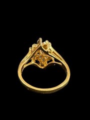 Vintage 1960s Uncas Gold Tone Ring With Opal & Rhinestone Accents Size 8.5