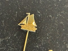 Vintage Nautical Gold Sailboat Metal Stick Pin