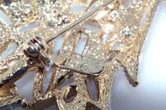 Eisenberg Ice Glittering Multicolor Rhinestone Gold Tone Christmas Tree Brooch