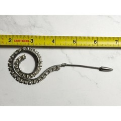 Vintage Clear Rhinestone Spiral Swirl Stick Pin Silver Tone Lapel Scarf Brooch