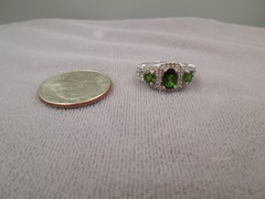 JTV Sterling Silver Chrome Diopside White Topaz Three Stone Ring NIB Sz 7