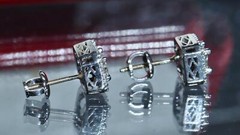 10k w/gold earrings 0.25ct natural diamond invisible set screwback 1.60gr N3650