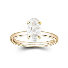 Party Wear Oval Shape 1.20CT White Moissanite With 10K Yellow Gold FN Women Ring