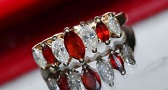14k yellow gold size 4 ring 0.90ct garnet natural diamond pyramid 3.0gr N3074E