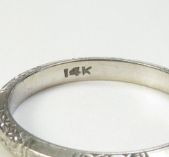 Antique Art Deco 1920’s Wedding Band 14KW Ring Size 7 UK-N1/2 2.41 MM Engraved