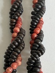 Vintage Apple Coral & Horn Necklace Octagon Bangle Bracelet Set