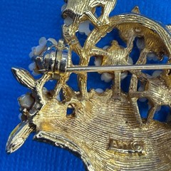 Arthur Pepper Flower Basket Brooch Enamel Gold Tone Floral Mid Mod MCM