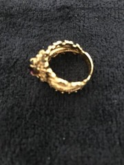 Gold 18kt Plated GE Faux Stone Ring, Size 7