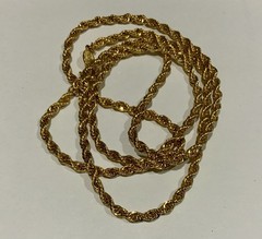 VTG SIGNED NAPIER TWISTED ROPE CHAIN NECKLACE GOLD TONE 28” SPRING RING CLASP