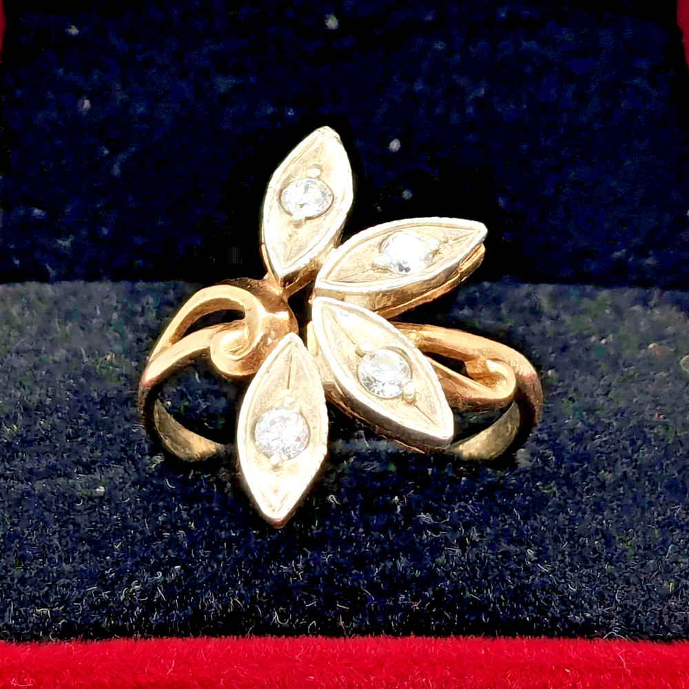 Vintage Luxury RING Silver 925 Flower with chic inserts -size: 9US (19mm)| UA #3