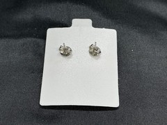 SALE ! Vintage 14k white gold plated heart peridot earrings