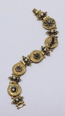 Vintage “Art” Jewelry Co. Panel Book Chain Bracelet Stars Moon Flower